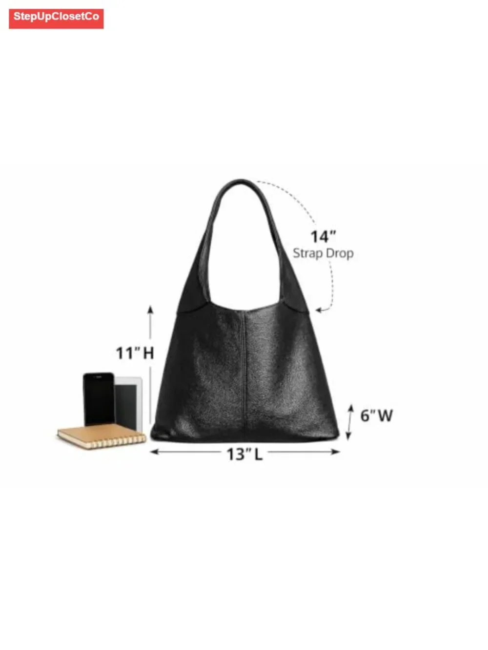 Genuine Italian Leather Large Hobo Shoulder Bag Tote